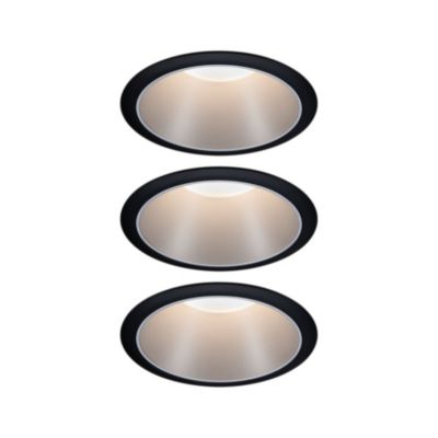 3 spots encastrables Cole LED intégrée blanc chaud IP44 3x470lm Ø8cm argent finition noire Paulmann