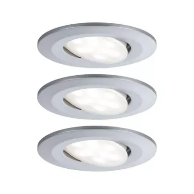 3 spots encastrables Calla LED intégrée 4000K IP65 3x680lm rond orientable chrome mat Paulmann