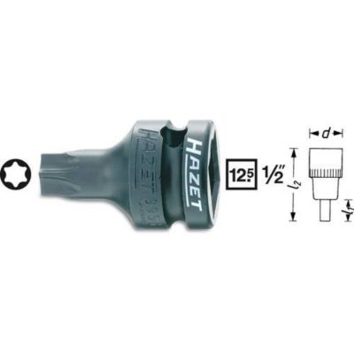 Douille à choc TORX intérieur T45 40 mm entraînement 12" 12 5 mm Hazet T45