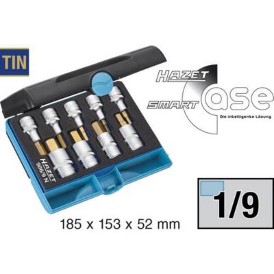 Jeu de douilles six pans intérieurs 9 pièces 12" 12 5 mm Hazet 9869N acier spécial TiN