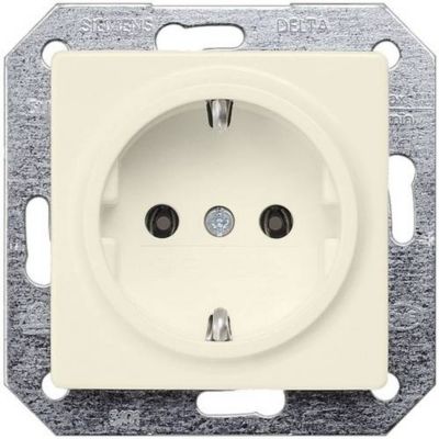 Prise Schuko Delta i system encastrée crème 250 V finition brillante