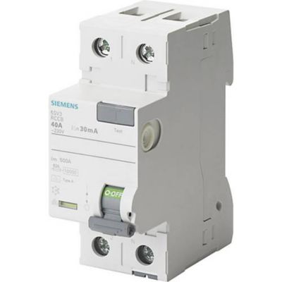 Interrupteur différentiel Siemens 5SV3312 2 pôles 30 mA 230 V fixation rail DIN