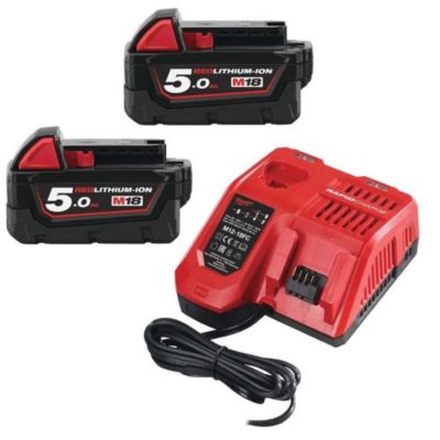 Pack de batteries 18V M18 NRG 502 2x5Ah + chargeur MILWAUKEE 4933459217 - vue 2