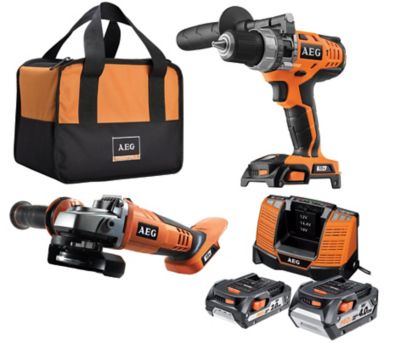 Lot meuleuse 125 mm & perceuse à  percussion sans fil 18V AEG