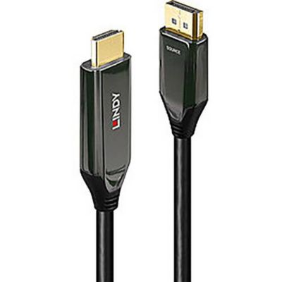 Câble adaptateur actif LINDY DisplayPort vers HDMI 3 m 8K60 HDR, fiche mâle DisplayPort vers HDMI
