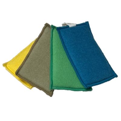 Lot 4 éponges microfibre double-face Virtuo clean Passat jaune, bleu, vert, beige L.22 x l.10 cm