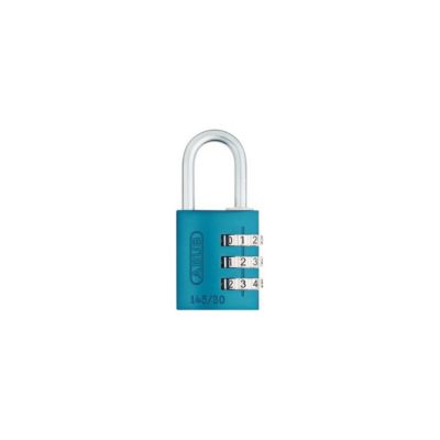 Cadenas à combinaison aluminium 30 mm Lock-Tag bleu modèle 46614, corps léger et arceau acier trempé