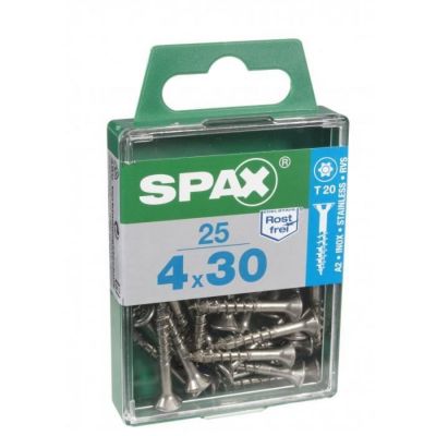 Vis SPAX Tête fraisée Torx Inox Diam. 4 mm Long. 30 mm Lot de