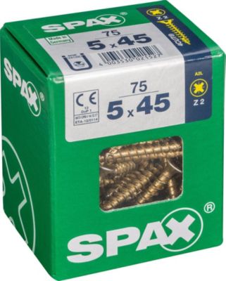 Lot de 75 vis acier tête fraisée pozidriv SPAX Diam.5 mm x .45 mm