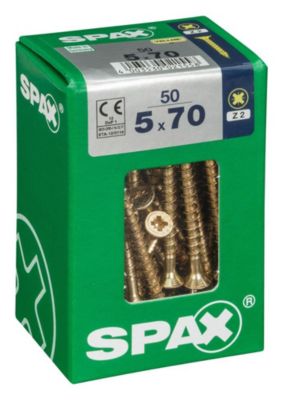 Lot de 50 vis acier tête fraisée pozidriv SPAX Diam.5 mm x .70 mm
