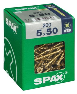 Lot de 200 vis acier tête fraisée pozidriv SPAX Diam.5 mm x .50 mm