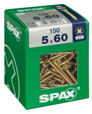Lot de 150 vis acier tête fraisée pozidriv SPAX Diam.5 mm x .60 mm