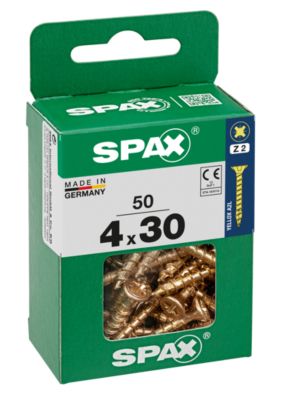 Vis à bois Spax torx pz jaune 4x30 mm 50 pièces