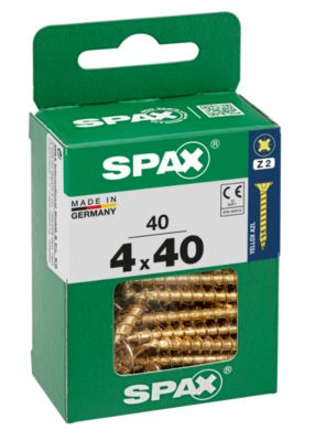 Vis à bois tête fraisée plate Spax PZ 4X40 jaune 40 pièces