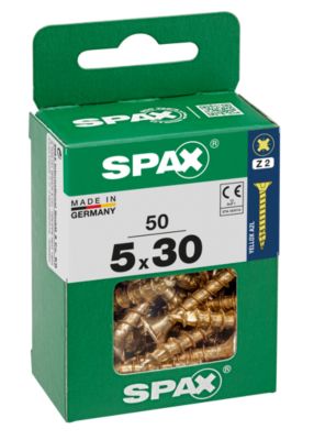 Vis à bois Spax torx pz jaune 5x30 mm 50 pièces
