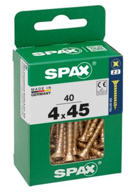 Vis à bois Spax torx pz jaune 4x45 mm 40 pièces