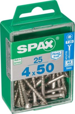 Lot de 25 vis inox tête fraisée torx SPAX Diam.4 mm x .50 mm