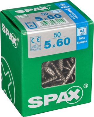 Lot de 50 vis inox tête fraisée torx SPAX Diam.5 mm x .60 mm