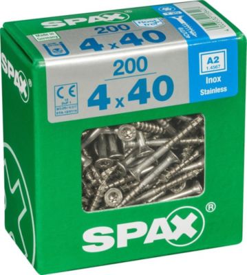 Lot de 200 vis inox tête fraisée torx SPAX Diam.4 mm x .40 mm