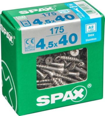 Lot de 175 vis inox tête fraisée torx SPAX Diam.4.5 mm x .40 mm