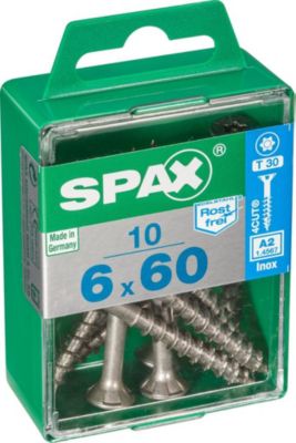 Lot de 10 vis inox tête fraisée torx SPAX Diam.6 mm x .60 mm