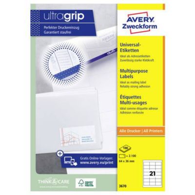 Avery-Zweckform 3670 étiquettes universelles 64 x 36 mm - papier blanc, A4, lot économique - vue 2