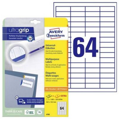 Avery-Zweckform 4785 Etiquette universelles 48.5 x 16.9 mm papier blanc 1 pc(s) fixation permanente imprimante laser - vue 4