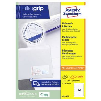 Avery-Zweckform Étiquettes universelles papier 97 x 42,3 mm 2 640 pcs - lot 220 feuilles blanc - vue 4