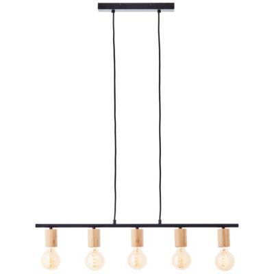 Suspension lumineuse Kerry variable E27 A60 40W IP20 bambou noir mat Brillant