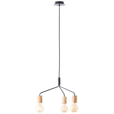 Suspension lumineuse Elyna variable E27 A60 40W IP20 bambou noir mat Brillant