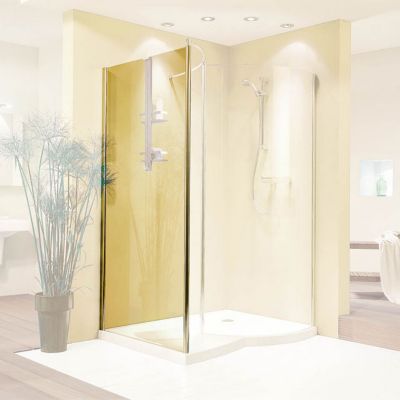 Porte de douche coulissante avec paroi lat?rale ouverture droite l.120+80xH.200 cm verre anticalcaire  profil? chrom?  Schulte MasterClass