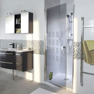 Porte de douche pivotante anthracite 80 cm Cubic