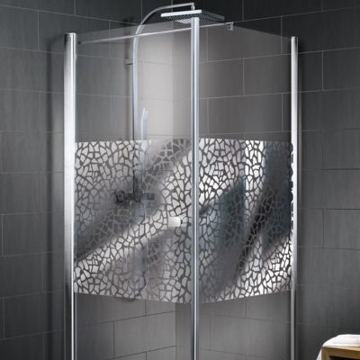 Ensemble porte + paroi décor galets chromés 80 cm Freestyle