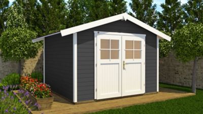 Abri de jardin + plancher Weka 122 T1 en bois coloris anthracite/blanc ép.28 mm surface extérieure 6