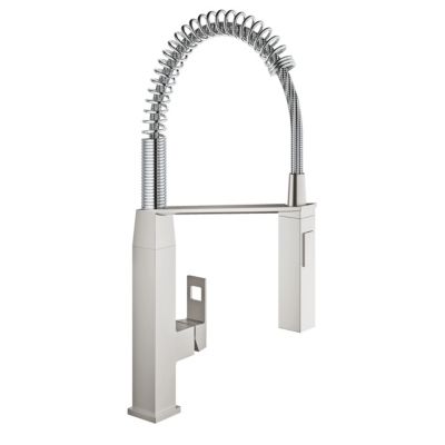 Robinet de lavabo GROHE Eurocube Acier inoxydable Poignées de levier Bec pivotant Monotrou