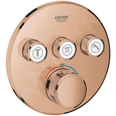 Grohe 29121DA0 Thermostat Grohtherm SmartControl avec trois valves de fermeture rosace murale ronde couleur chaude