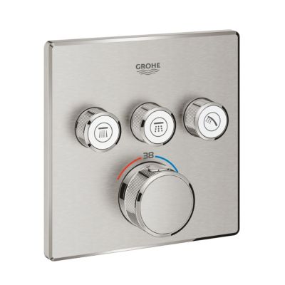 Grohe Grohtherm SmartControl Thermostatique pour installation encastrée 3 sorties Supersteel