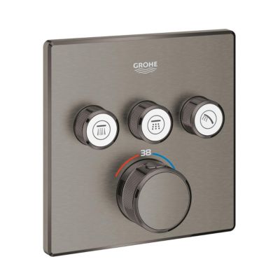 Grohe Grohtherm smartcontrol Pièce d'habillage pour mitigeur thermostatique avec inverseur pour 3 fonctions carré Brushed Hard