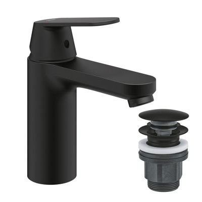 GROHE Mitigeur lavabo Quick Fix Get monocommande taille M noir mat avec bonde clic-clac