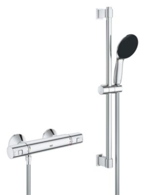 Ensemble mitigeur de douche thermostatique + douchette + flexible et barre  chrome  Grohe Start