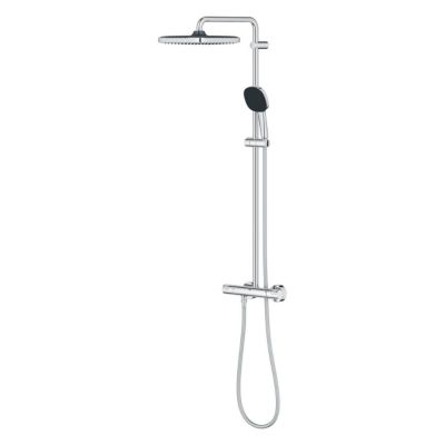 Grohe Vitalio Comfort 250 Colonne de douche avec mitigeur thermostatique + Douche de tête + Douchette 2 jets, chrome (G26696001)