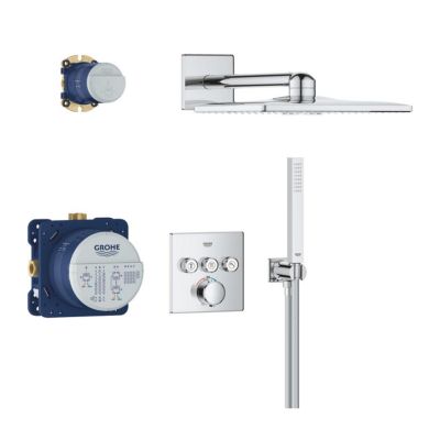 Precision SmartControl Set de douche encastrée façade thermostatique + Douche de tête 2 jets + Douchette, chrome (G34875000)