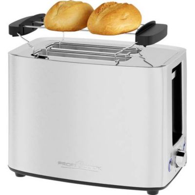 Grille-pain 2 tranches inox compact PC-TA 1279 avec fentes extra-larges et chauffe-viennoiseries amovible