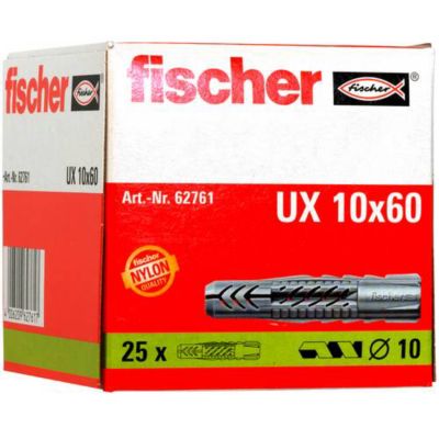 Chevilles universelles en nylon Fischer 62761, 6 x 60 mm