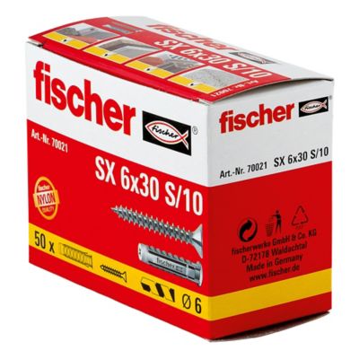 50 chevilles pour murs pleins Fischer Ø6x30mm