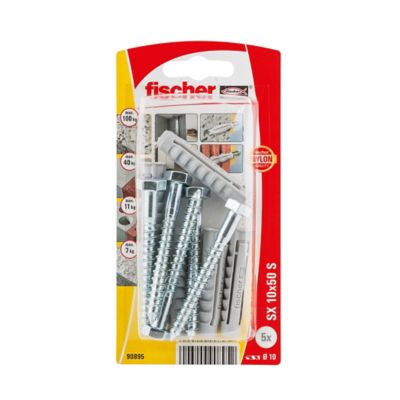 5 chevilles pour murs pleins Fischer Ø10x50mm