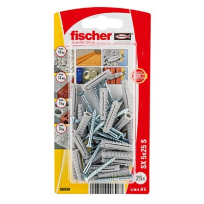 25 chevilles pour murs pleins Fischer Ø5x25mm