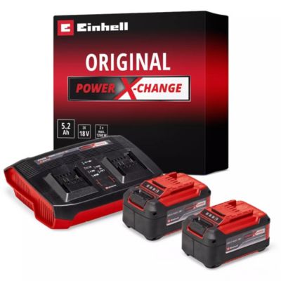 Einhell Starter Kit 2 x 52 Ah + Double Chargeur PXC Lithium Ion 18V pour Einhell PXC