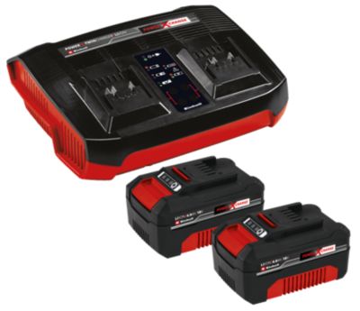 Starter Kit Einhell avec batterie et chargeur Power X-Change (lithium-ion  18 V  2 batteries 4 0 Ah et chargeur double)