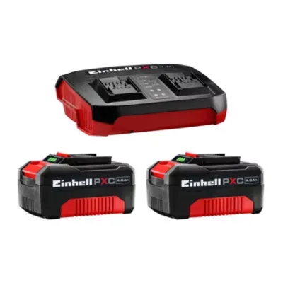 Starter Kit Einhell avec batterie et chargeur Power X Change lithium ion 18 V 2 batteries 4 0 Ah et chargeur double